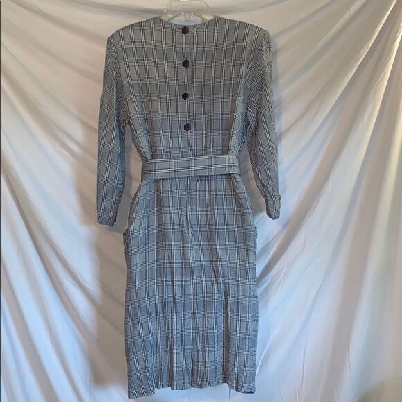 Vtg 80s/90s Cimmaron Dress blue/white plaid 👗 - Picture 5 of 8